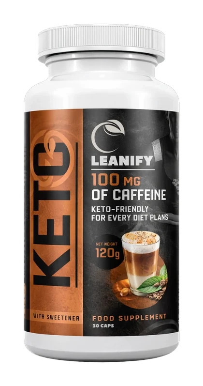 Leanify KETO – pot de 120 g de gélules dosées à 100 mg de caféine, complément pour une routine keto