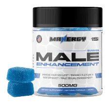 Manergy – pot de gommes à mâcher bleues pour la vitalité masculine, une gomme par jour